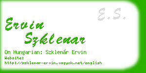 ervin szklenar business card