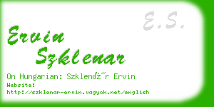 ervin szklenar business card